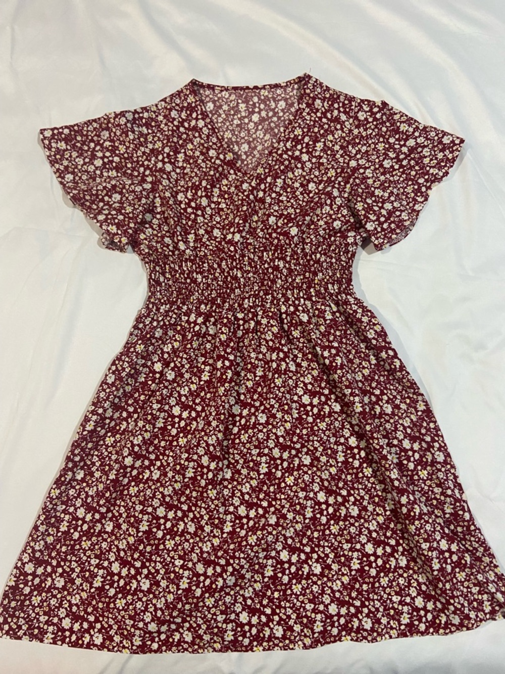SHEIN Mauve Floral V-Neck Dress